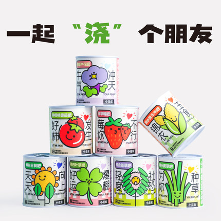 小花农罐头花祝福语盆栽礼品办公室桌面diy种植物儿童生长观察杯