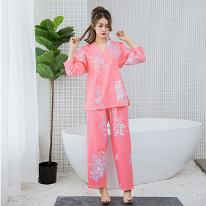 汗蒸服100%纯棉男女款浴服长袖桑拿按摩服全棉长裤韩版家居服睡衣