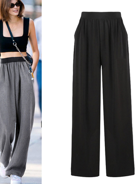 WELL西装裤子男女休闲阔腿裤松紧腰宽松西裤高腰运动裤女WE11DONE