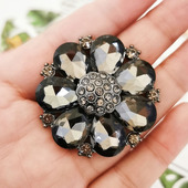 裘皮大衣领口装 饰扣子七水滴高端水貂皮草袖 口纽扣黑色水晶大钮扣