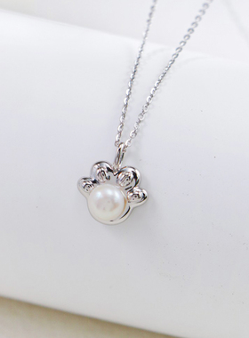 S925银天然淡水珍珠猫爪项链