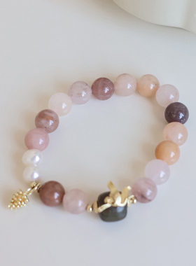 松鹤延年手串紫罗兰水晶檀木珍珠