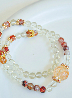 黄水晶/黄胶花/白水晶手串简约