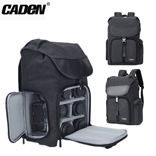 CADeN卡登双肩帆布单反相机包 户外大容量相机背包上下分仓摄影包