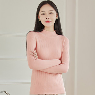 厚棉线衣 打底衫 东润莲品牌长绒棉针织衫 纯棉毛衣女半高领套头长袖