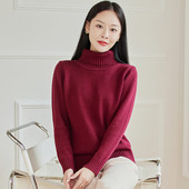 100%棉线衣 针织内搭衫 东润莲 简约加厚纯棉毛衣女士高领套头长袖