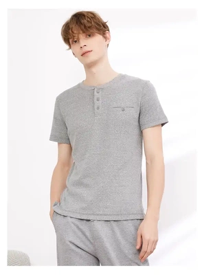 马威男纯棉短袖 圆领短袖 圆领T恤 享利领上衣