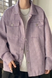 204-JK71-P75紫色新款小香风编织外套夹克男宽松休闲情侣衬衫潮，男装夹克，星座204
