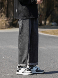 204-K251-P50水洗哈伦牛仔裤男春秋新款日系复古宽松直筒休闲阔腿图片