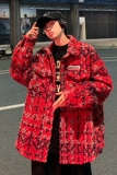 小香风千鸟格2024龙年限定外套男hiphop美式高级感红色情侣夹克春，男装夹克，星座204