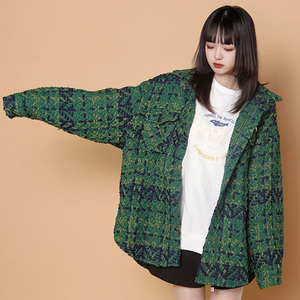 204-JK49-P75中性蓝墙小香风外套女春秋夏高级感美式翻领夹克图片