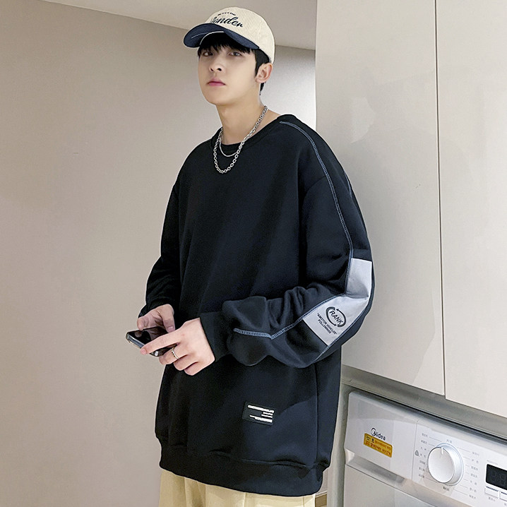 204-W66-P35港风休闲长袖卫衣男春秋潮牌2023新款潮衣服上衣,男装卫衣,星座204