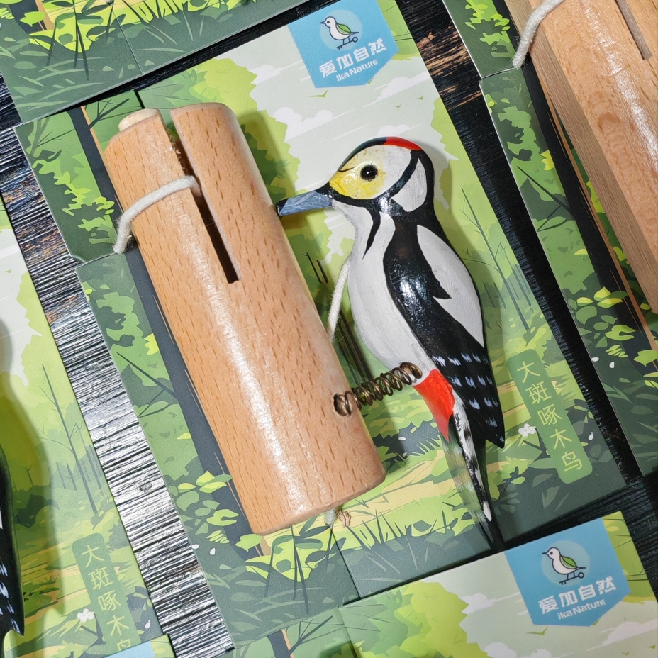 哒哒啄木鸟 大斑 灰头绿 敲门神器 爱加自然手作出品