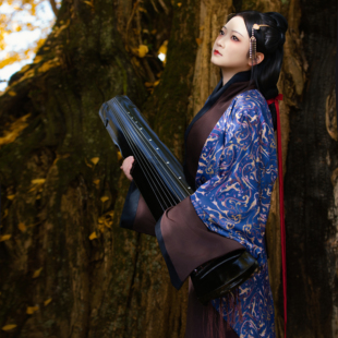 【曲裾 蓝龙1.0】京渝堂旗下【归汉堂】西汉单层花缎印花男女同款