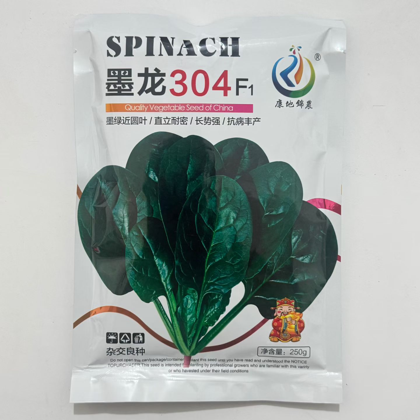 墨龙304直立菠菜种子一代杂交墨绿圆叶抗病耐抽苔菠菜种籽春秋播