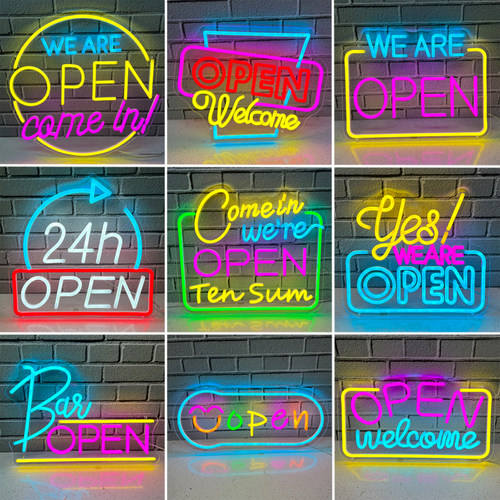英文装饰灯open霓虹灯氛围灯