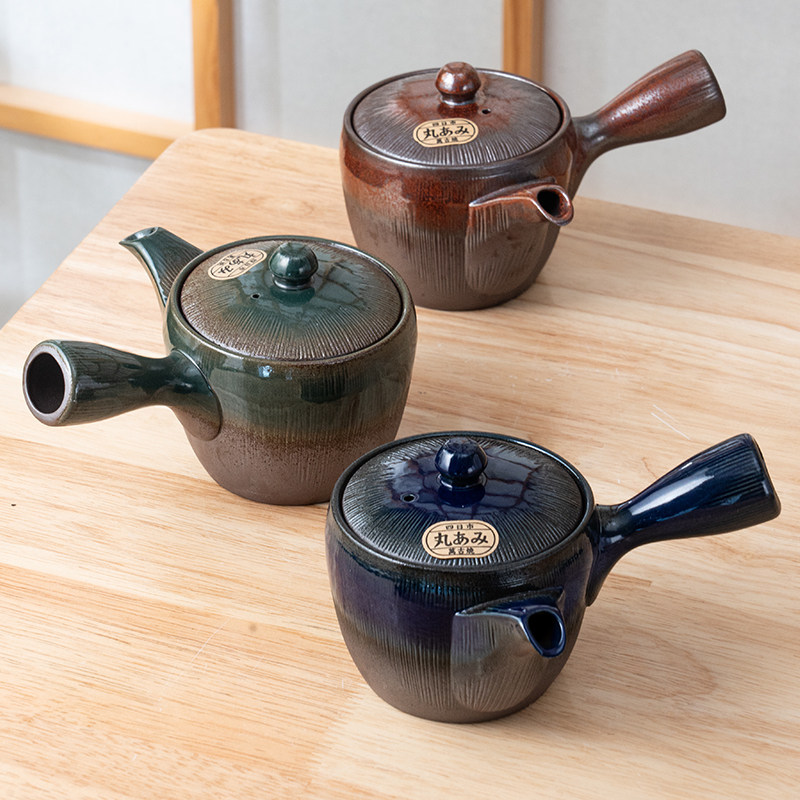美浓烧日式进口手作色釉茶壶家用陶瓷一人独饮侧把泡茶急须壶