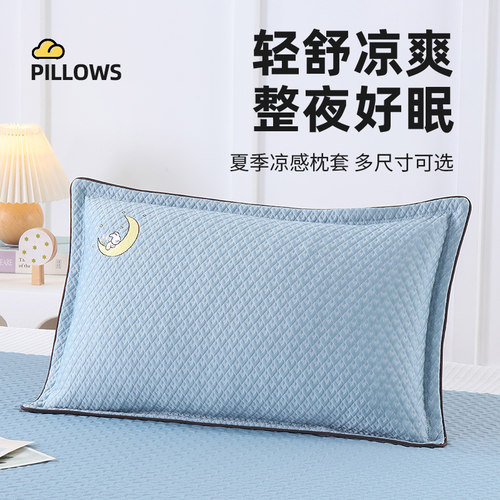 凉感丝枕套夏季天27x45单只装30x50豆豆冰丝枕头套幼儿园枕芯套装