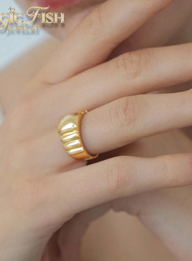 magicfish钛钢光面螺纹戒指