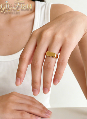 时尚创意复古简约钛钢长条戒指