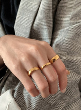 magicfish不锈钢镀金情侣戒指