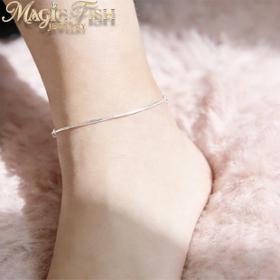 magic fish简约轻奢小众精致高级感钛钢可调节脚链女圆蛇链脚链男