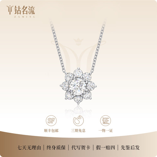 铂金钻石项链经典太阳花50分