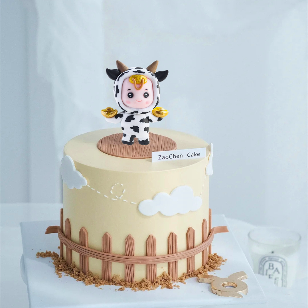 烘焙蛋糕装饰金牛座12星座创意奶牛软陶摆件栅栏硅胶模生日装扮