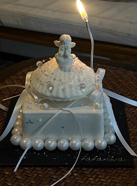 ins小红书 连线珠链串珠 珍珠梦幻贝壳硅胶模蝴蝶结奶油蛋糕装饰