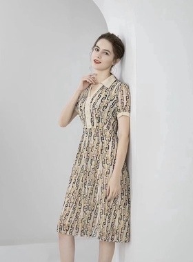 夏季忆妹儿98311新款连衣女修身显瘦中长款雪纺裙子亏本清仓