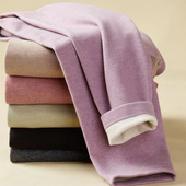 保罗卡马龙女秋裤 866养肤蚕丝羊毛加绒加厚保暖女高腰德绒护膝668