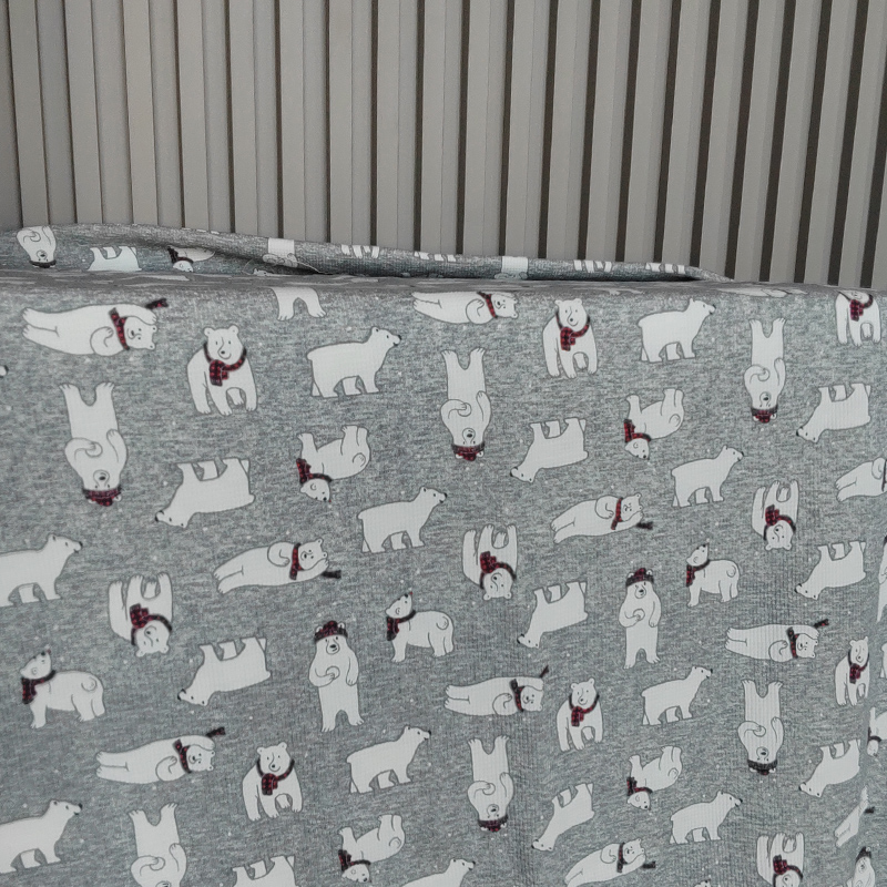 舒适透气小熊印花华夫格面料可爱