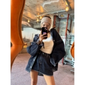 韩APM 套装 Place&Apmluxe单排扣明线牛仔衬衫 休闲半身裙时尚