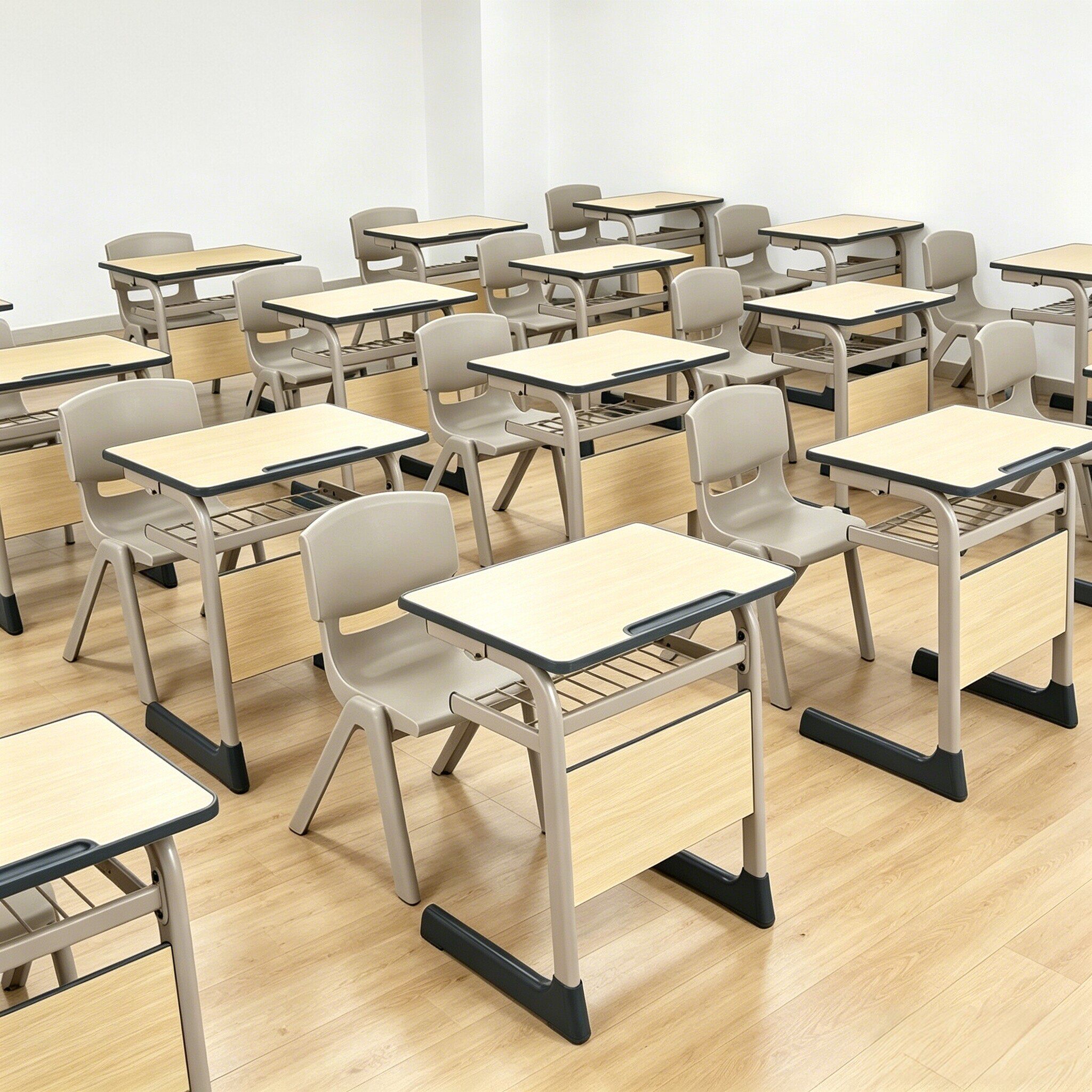 育才单人课桌椅组合中小学生双人培训班补习辅导教培托管机构桌椅