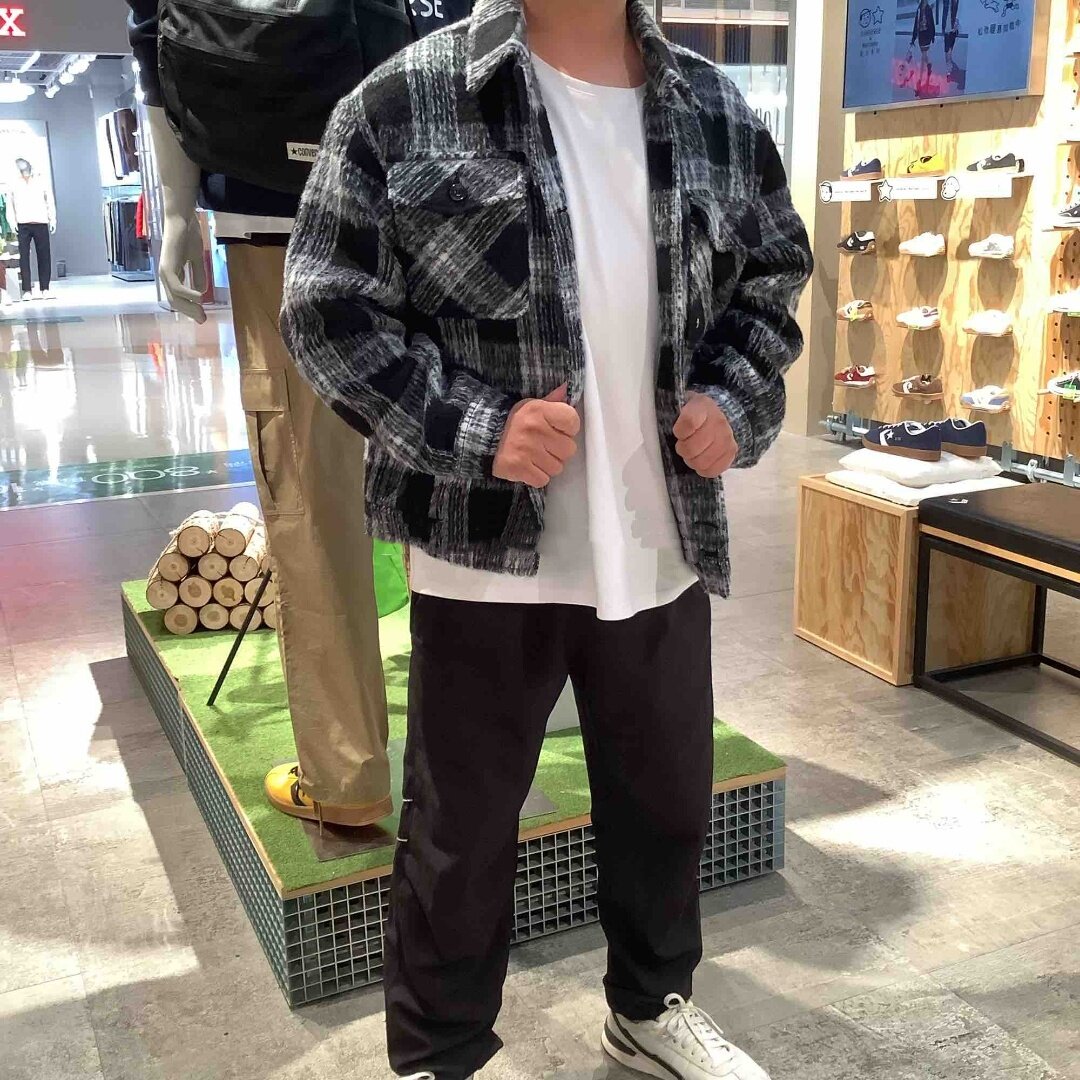 正品converse匡威格纹运动休闲长袖夹克外套棉衣男女WCJ113-023