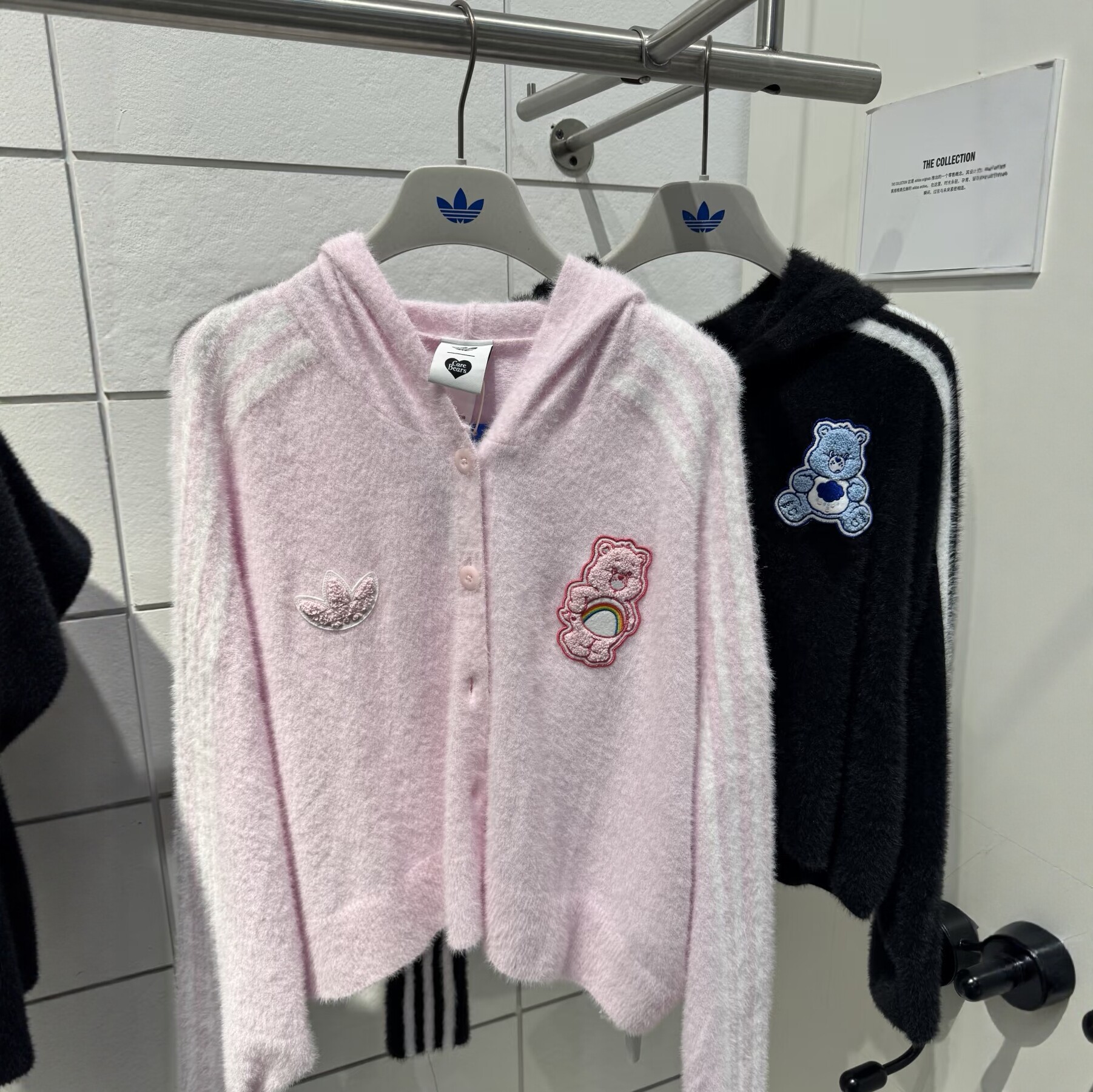 ADIDAS阿迪达斯联名款爱心水貂毛连帽外套毛线开衫KR1482 KR9627