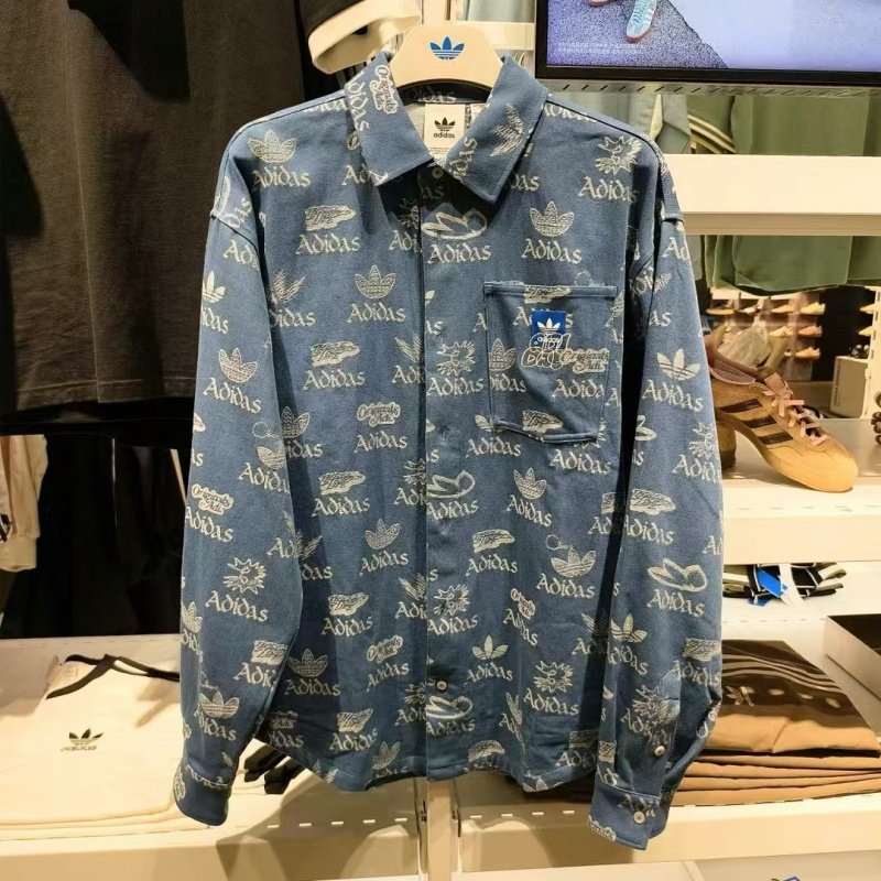 正品adidas阿迪达斯男子运动休闲长袖衬衫宽松字母长袖JN1662