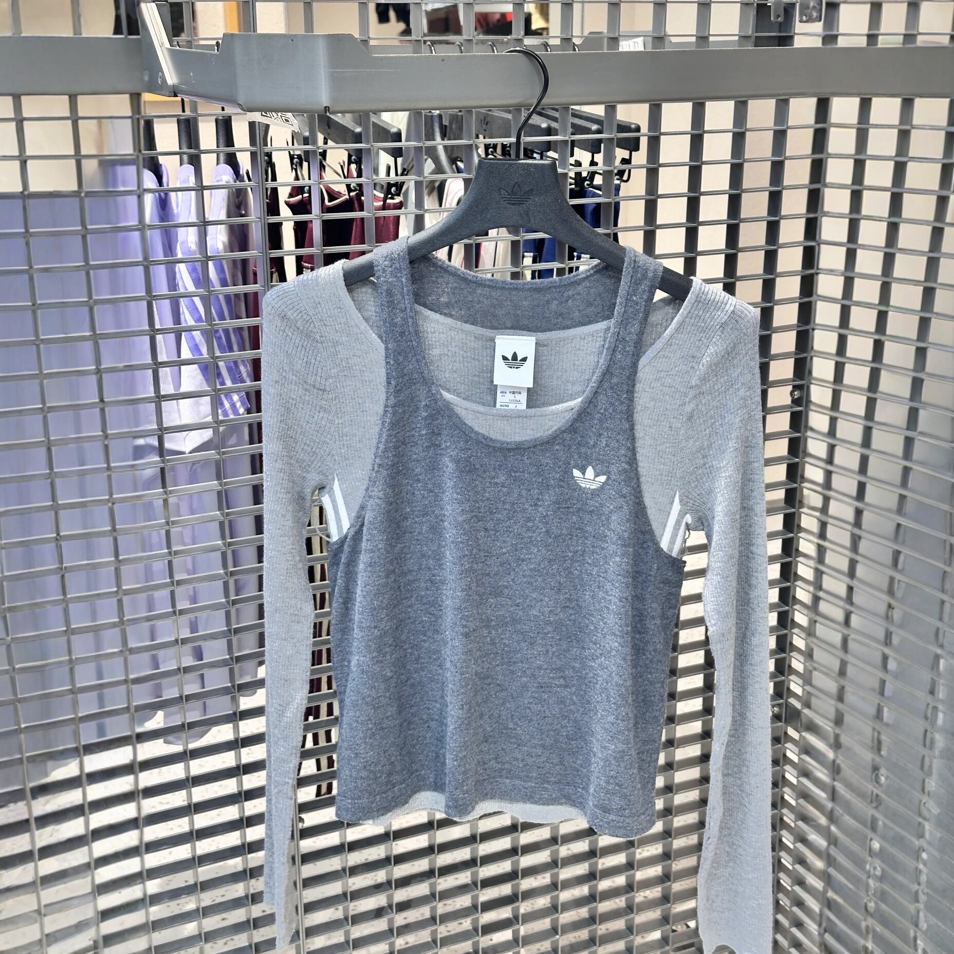 正品ADIDAS阿迪达斯女子假两件套毛线套头长袖衫LE9666
