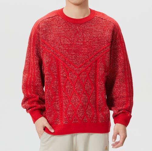 正品adidas阿迪达斯男子马年限定运动休闲套头长袖毛衣KT0693