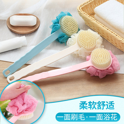 严选洗澡刷长柄软毛浴刷家用浴花成人搓澡搓背起泡沐浴球
