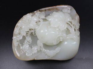 玉之结缘新疆和田玉籽料原石羊脂白玉瓜果吉祥件飞黄腾达摆件