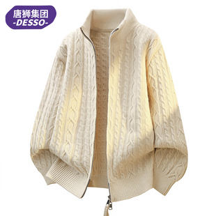 外套立领线衣褂子 纽花针织衫 唐狮集团DESSO复古毛衣开衫 男秋冬季