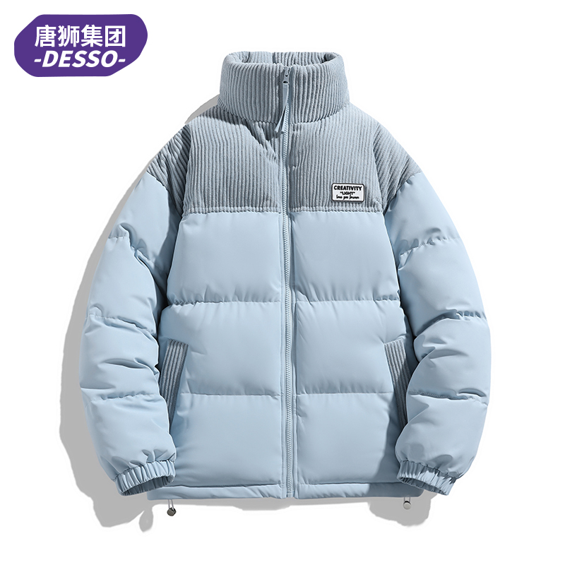 唐狮集团DESSO情侣装冬季复古灯芯绒拼接棉服外套面包服棉衣棉袄