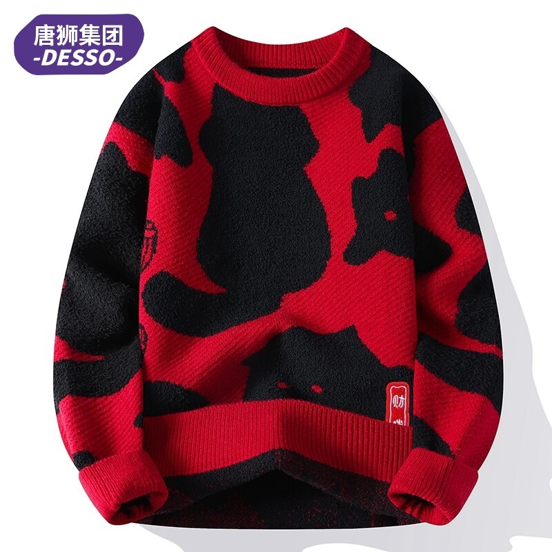 唐狮集团DESSO新中式国风毛衣男冬季红色针织衫国潮打底衫毛线衣,男装,针织衫/毛衣,淘宝优惠券,粉丝福利购,淘宝优惠卷