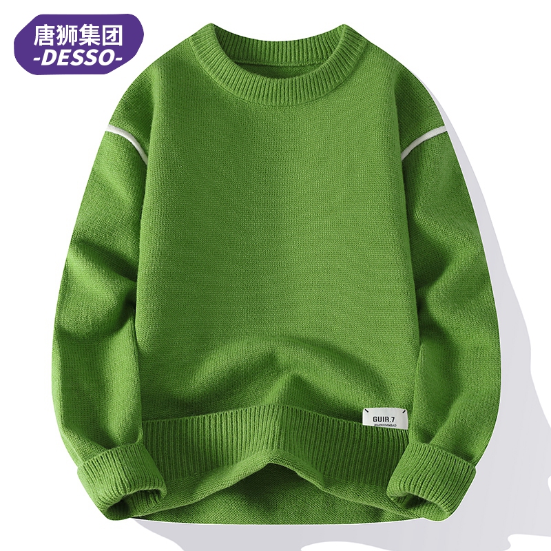 唐狮集团DESSO圆领毛衣男秋冬潮牌针织打底衫加厚百搭休闲毛线衣