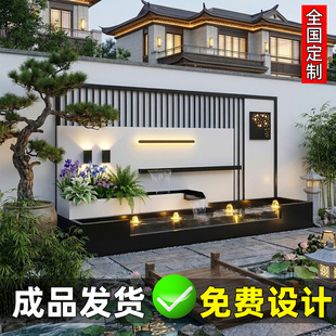 不锈钢水幕墙景观瀑布流水屏风现代户外庭院酒店水景背景墙可定制
