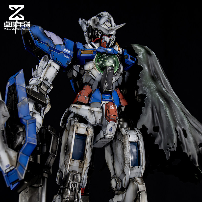 万代PG1/60EXIA能天使00高达战损装带灯组旧化阴影喷涂 代工 加工