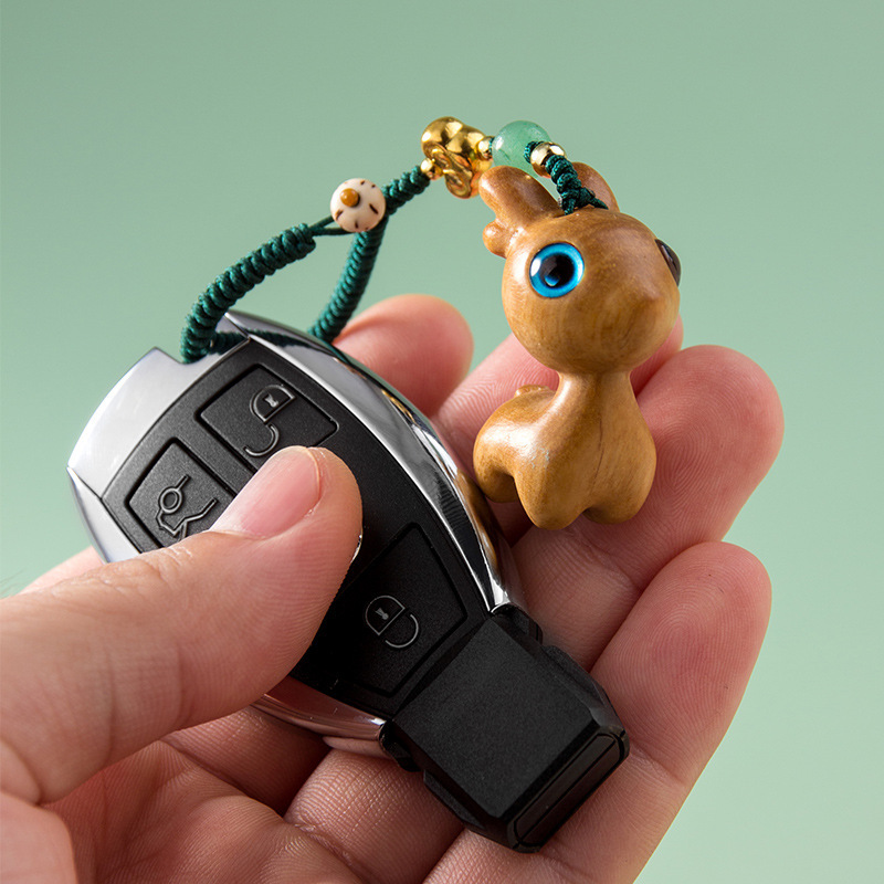 檀木小鹿可爱钥匙扣挂件创意网红