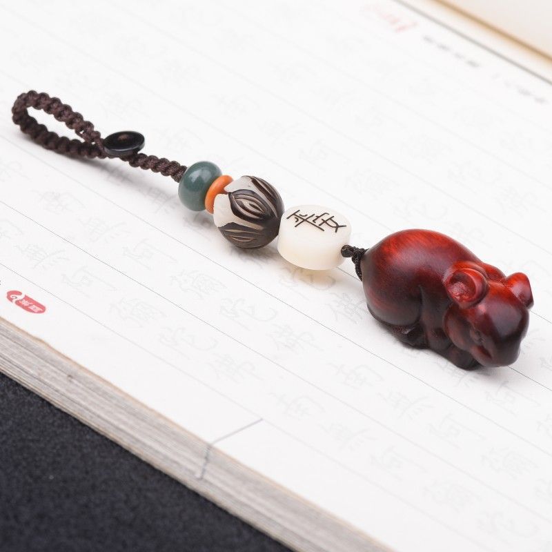 木质生肖老鼠菩提汽车钥匙扣挂件