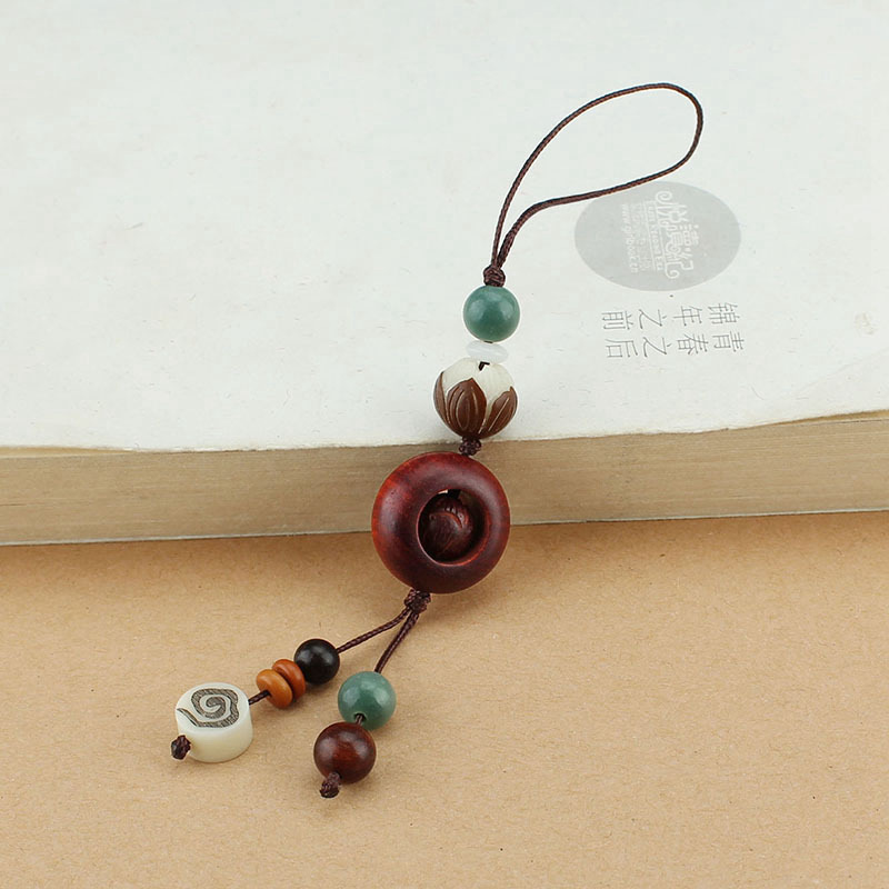 中国风菩提血檀木手机挂绳可拆卸